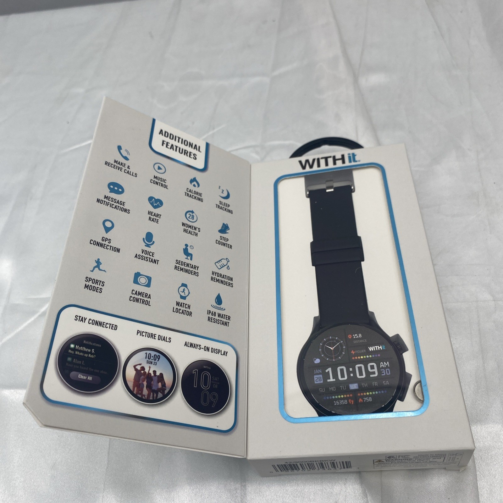 Withit Smartwatch Black Touchscreen Display NEW Amoled DECA
