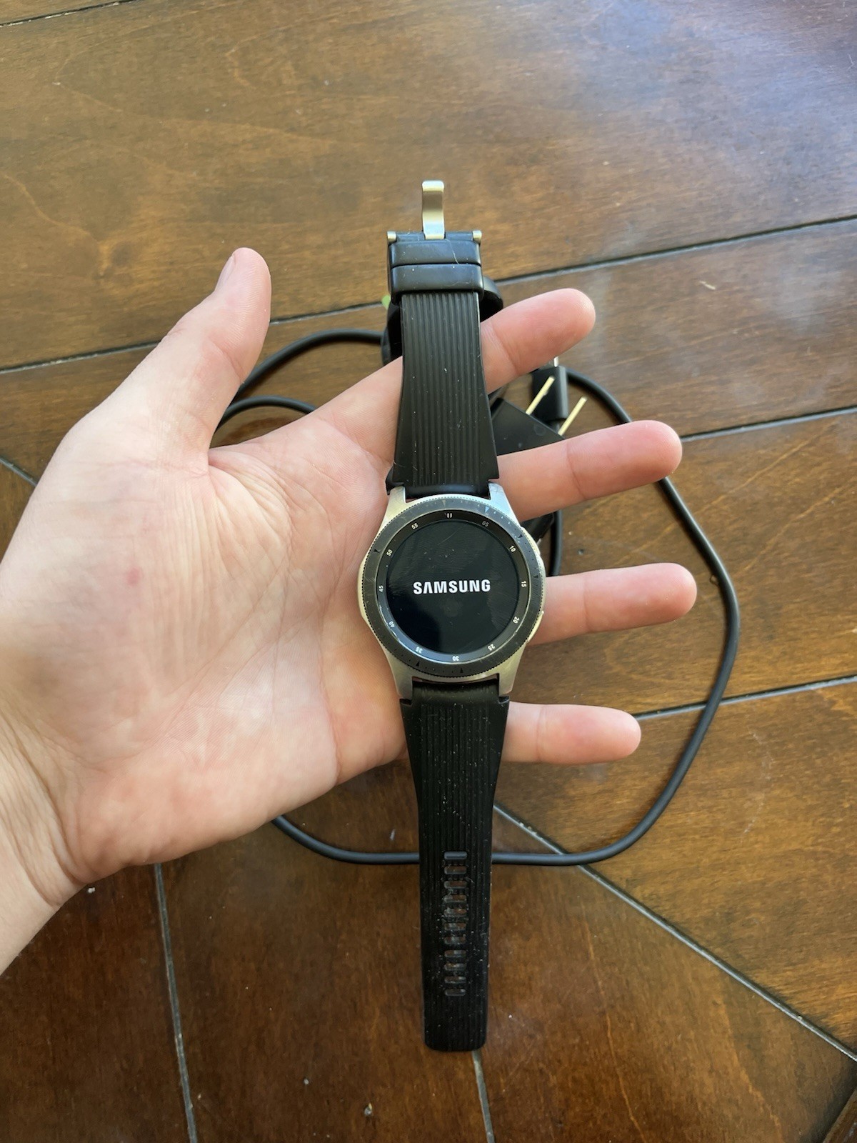 Samsung Galaxy Watch SM-R805U 46mm Silver Case Classic Buckle Onyx Black – LTE