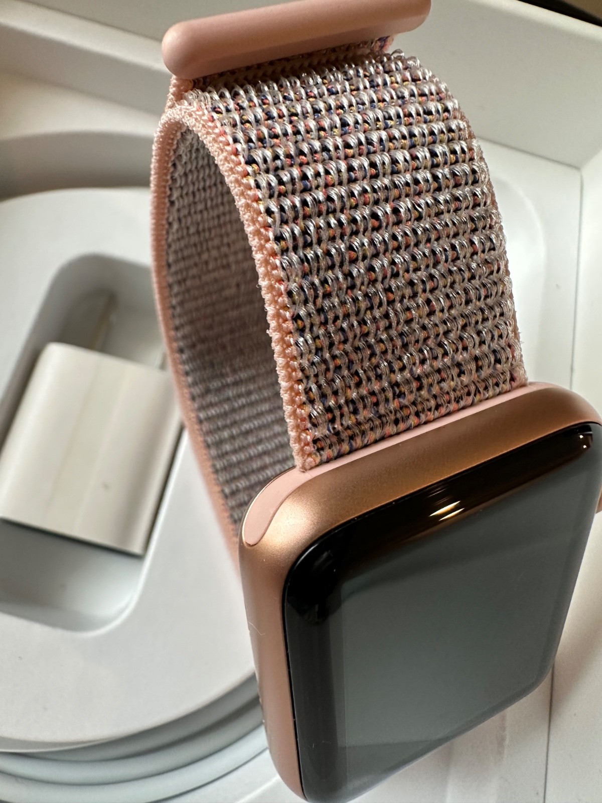 Apple Watch Series 3 42mm Gold Aluminum Pink Sand Sport Loop – Brand New As Is