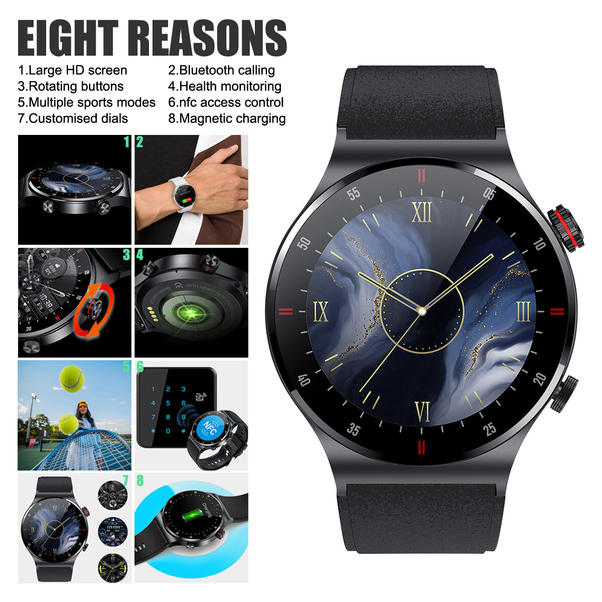 New Smart Watch Men Waterproof Smartwatch Bluetooth for iPhone Android Samsung A
