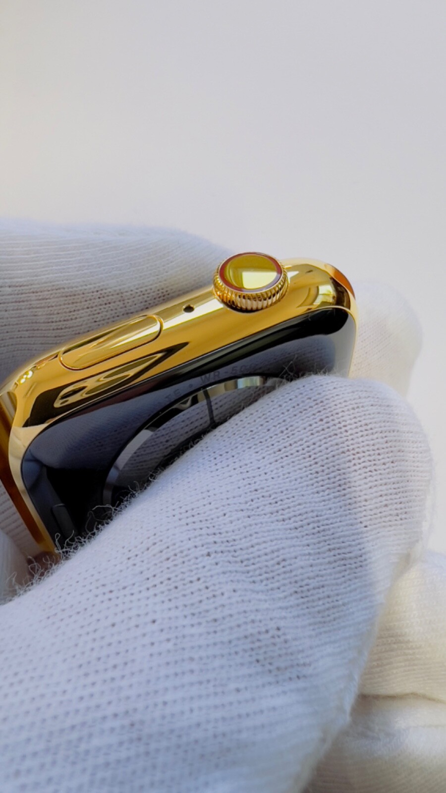 Gold Plated Apple Watch 24k Gold CUSTOM Stainless Steel Series 8 White Sport Ban
