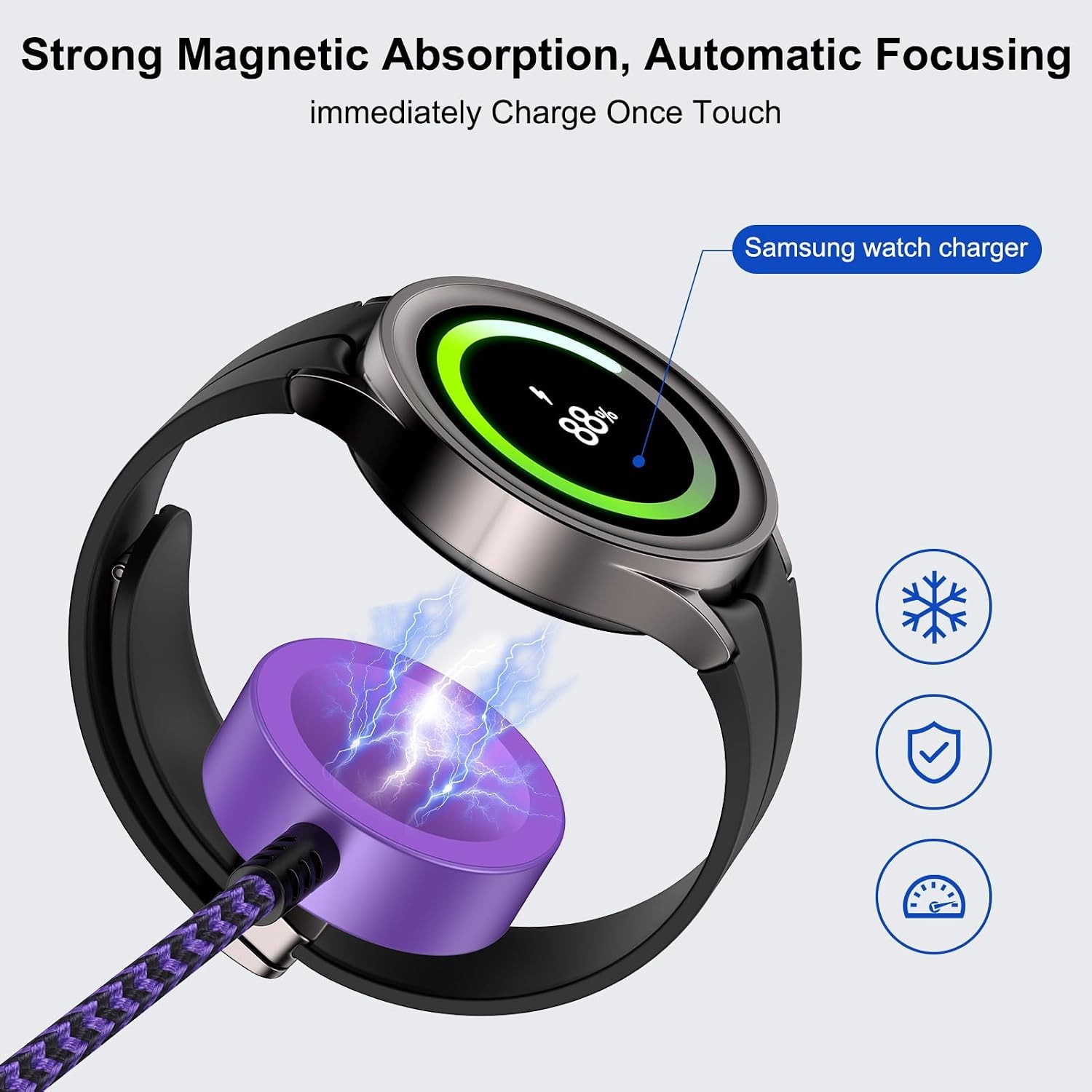 2 in 2 USB A/USB C Charging Cable for Samsung Watch Charger 6FT Travel Essential