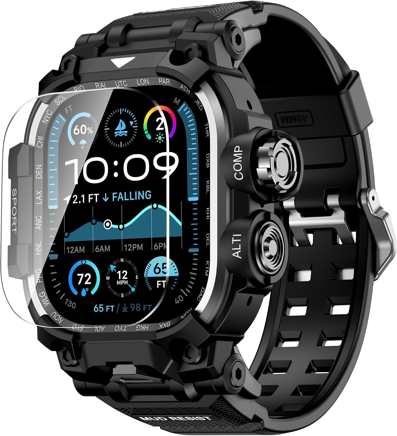 Rugged Case with Band for Apple Watch Ultra 49mm, Shockproof Bumper Cover