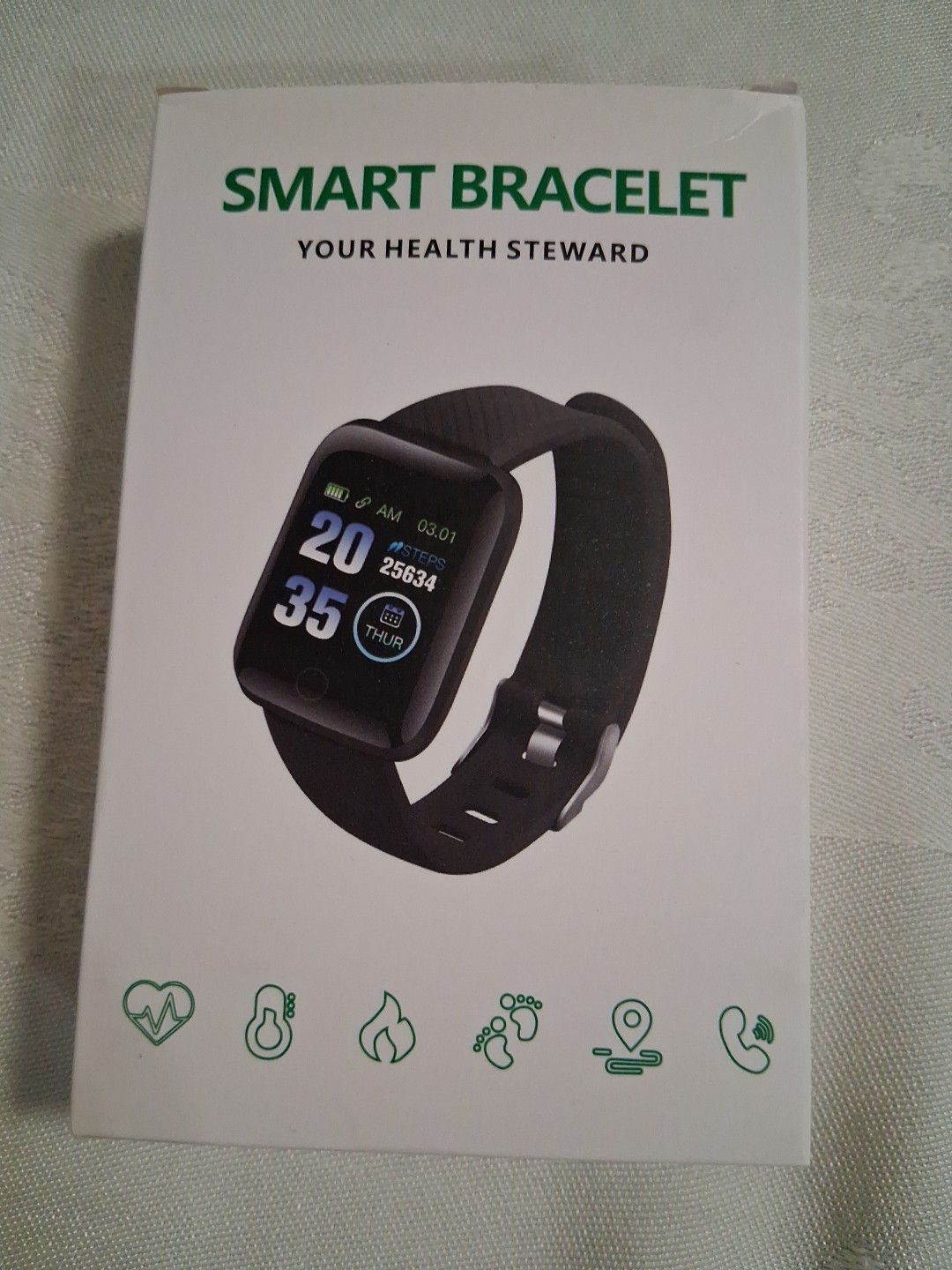 Smart Bracelet “Your Health Steward” Fitness Tracker Black New Open Box
