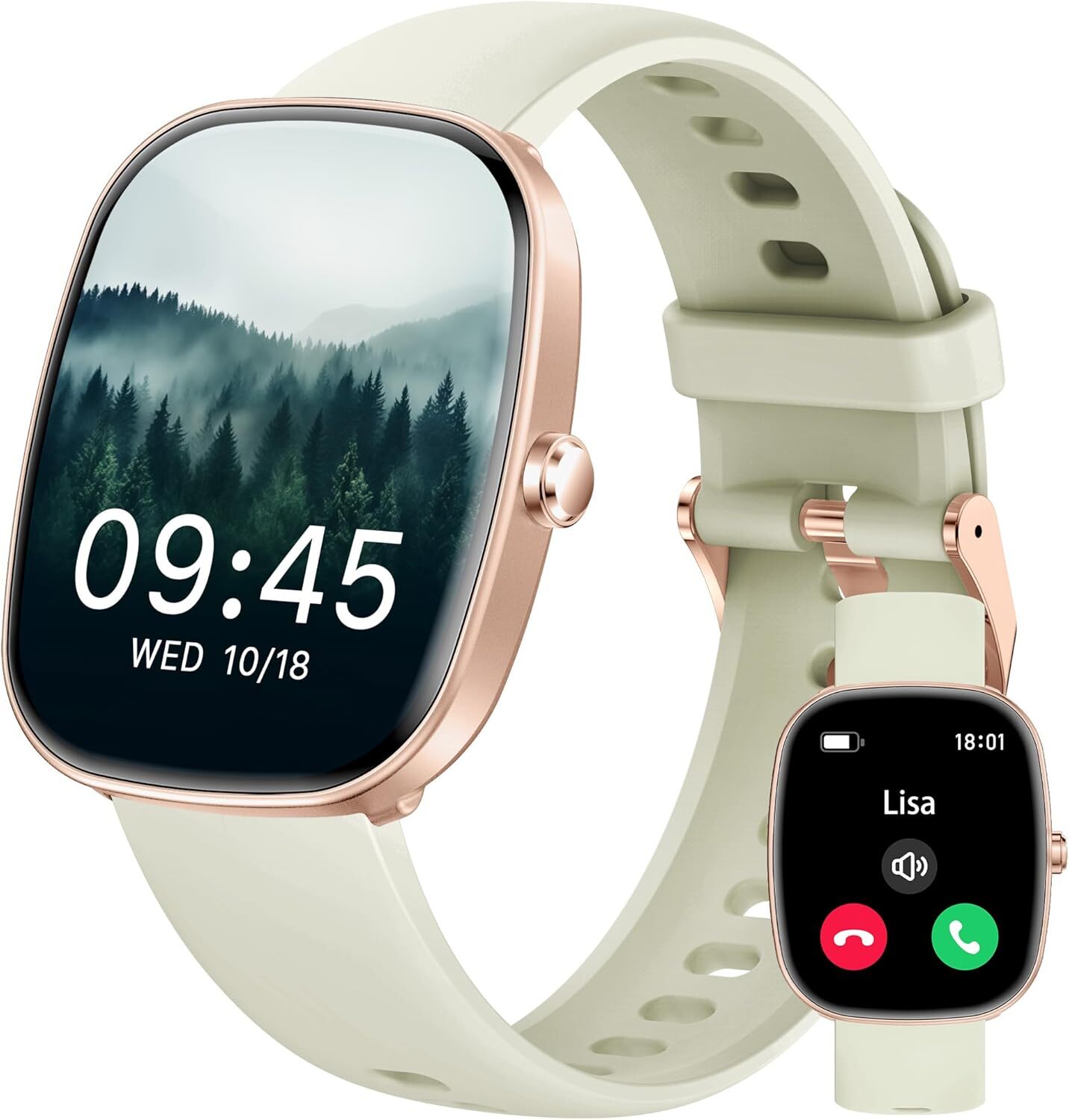 Smart Watch for Men Women Answer/Make Calls with Heart Rate Blood Pressure-Green
