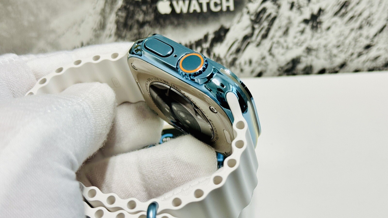 SKY BLUE Apple Watch ULTRA 3 49mm Titanium Custom Polished Anodized White Ocean