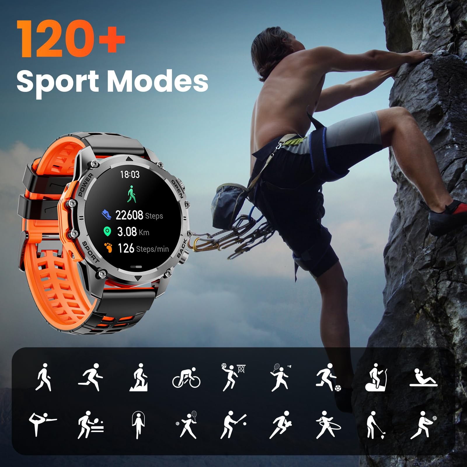 Smart Watches for Men (/Notification),1.52”HD Military with Heart Rate/Sleep…