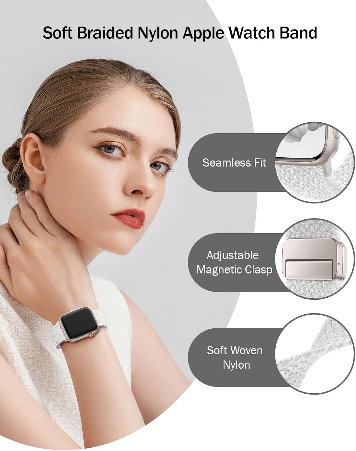 Nylon Strap Compatible with Apple Watch Series 7 38mm 40mm 41mm 44mm