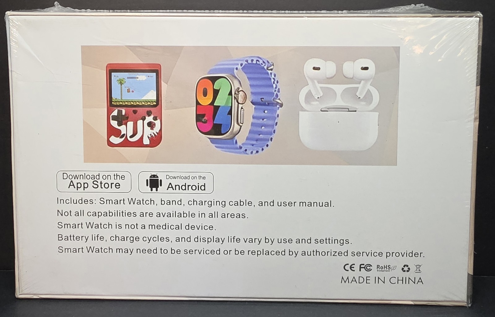 HR100 Handheld Game, Smartwatch & Earphones – NIB