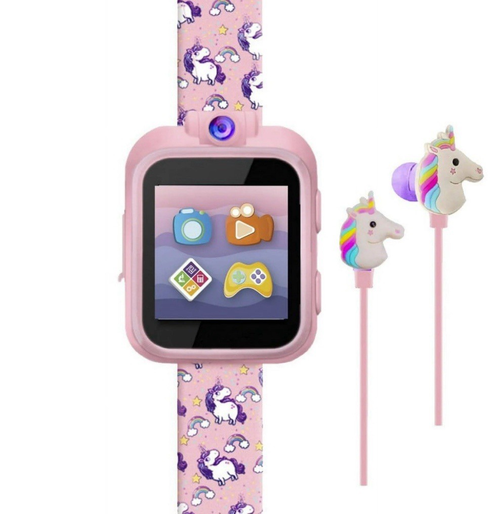 iTech Junior Girls Earbuds & Smartwatch Set – Pink Unicorn Print