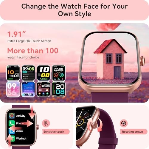 Smart Watch for Men & Women, 1.91″ HD Fitness Tracker, Bluetooth, IP68 Waterproo