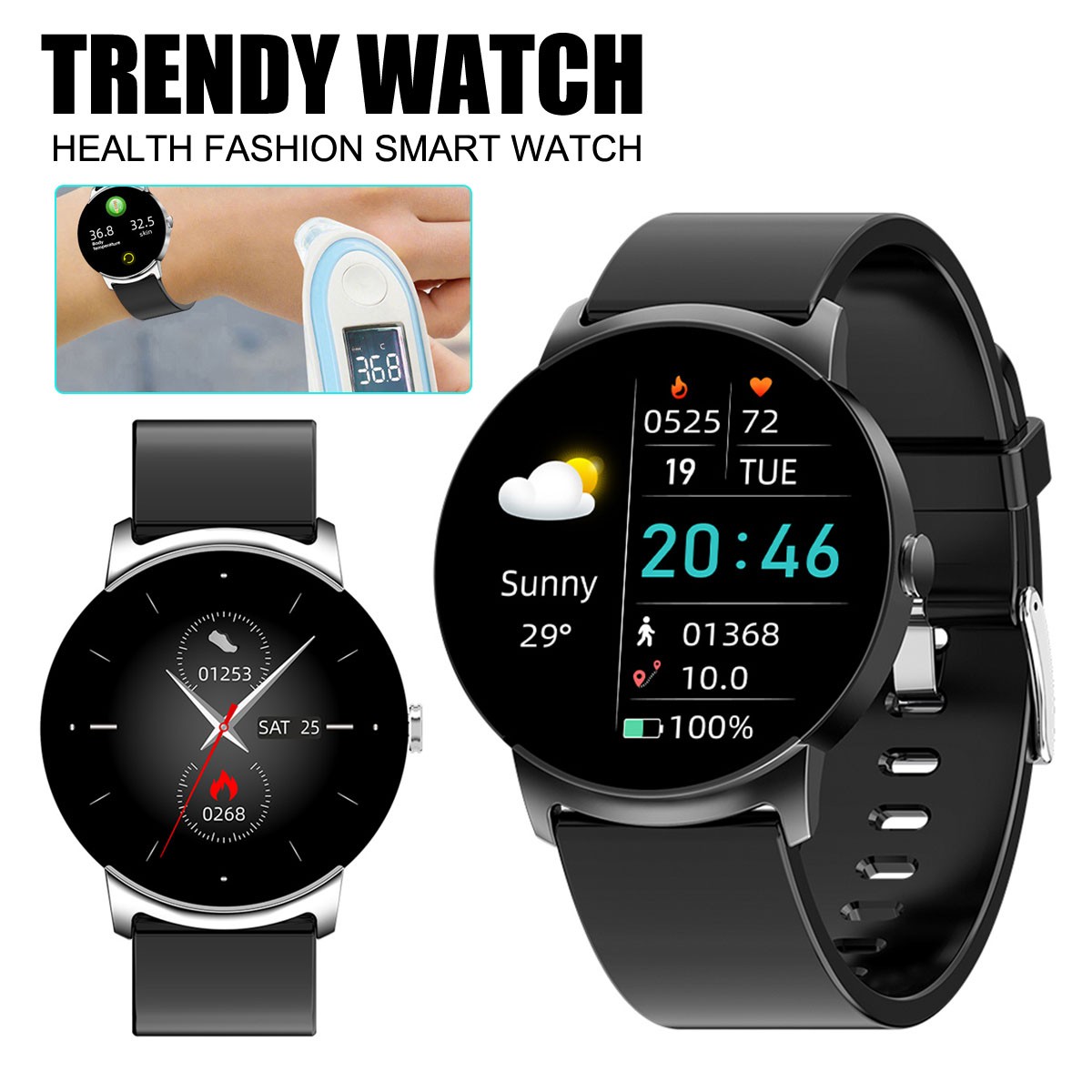 1.32″ HD Screen Smart Watch Fitness Tracker NFC IP68 Waterproof for iOS Android