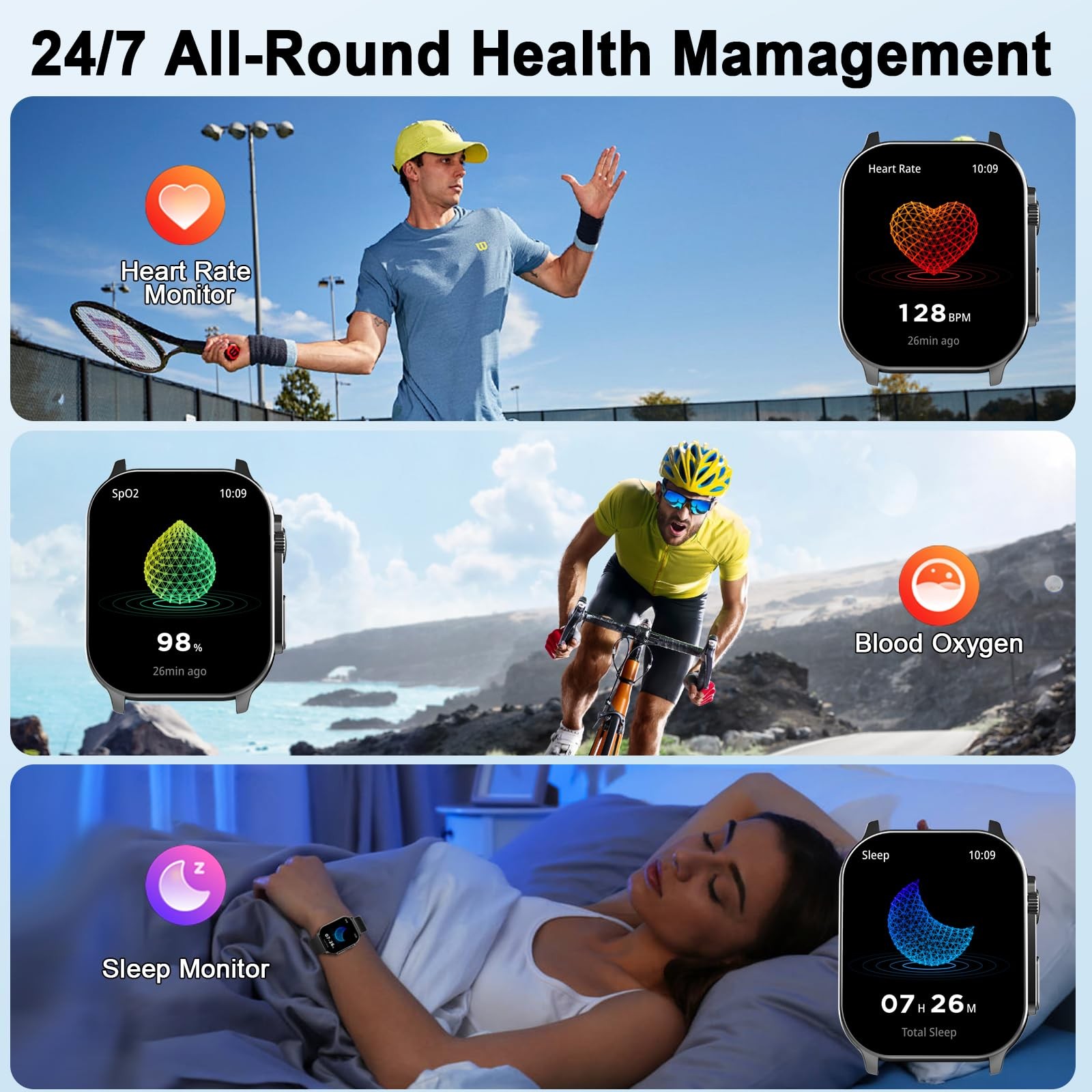 Smart Watch, 2.01″ AMOLED Curved Touchscreen Fitness Watch for Women, IP68 Wa…