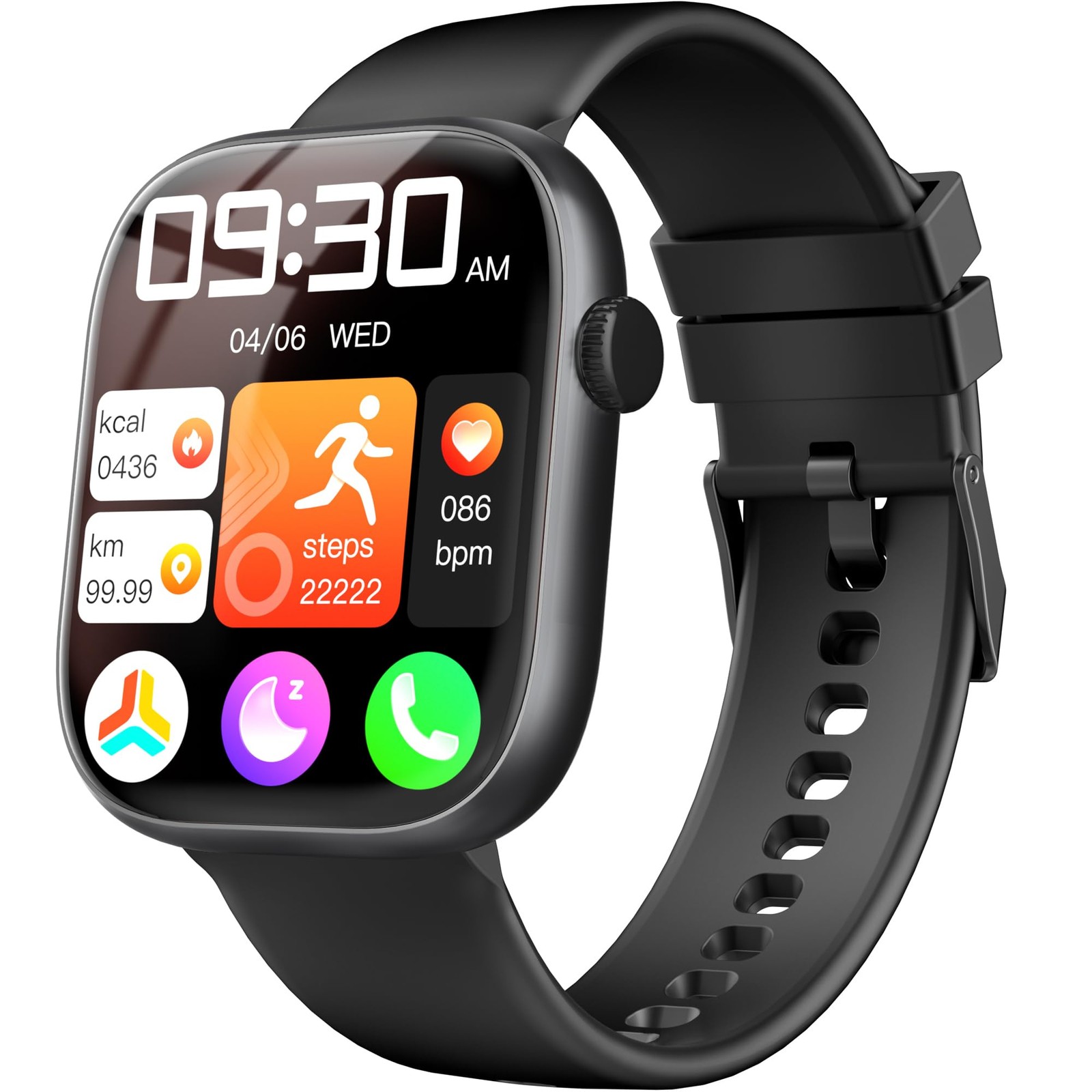 KIPTUMTEK Smart Watch for Women Men, Fitness and Sleep Adjustable, Jet Black
