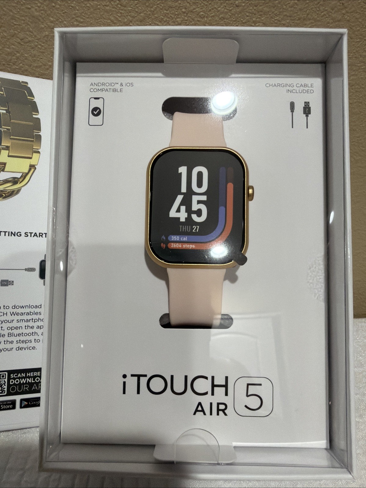 iTOUCH AIR 5 Smartwatch – Silicone Strap Rose Gold Adult Super Cute!