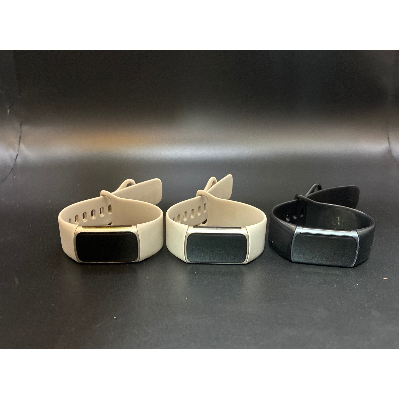 Lot of 3 Fitbit Charge 5 Fitness Trackers Lunar White Soft Gold Graphite Black