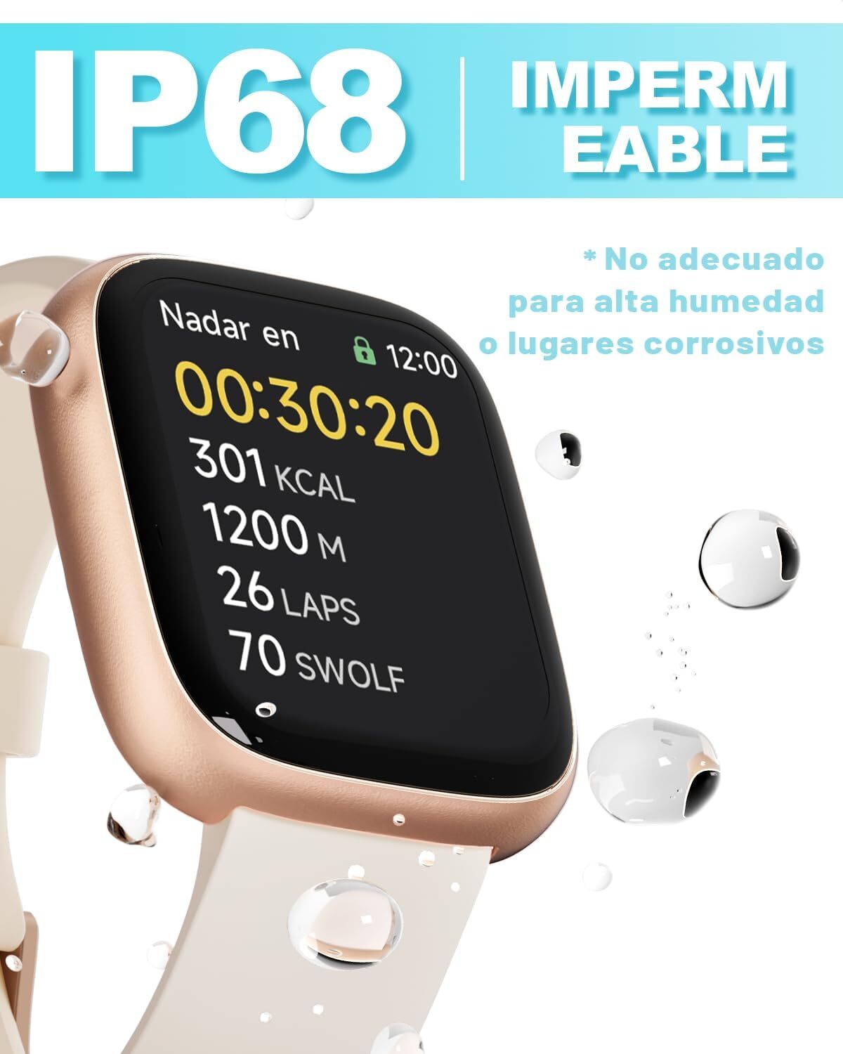 Smart Watch with Alexa Built-in Answer/Make Calls Fitness H.Rate – Porcelain