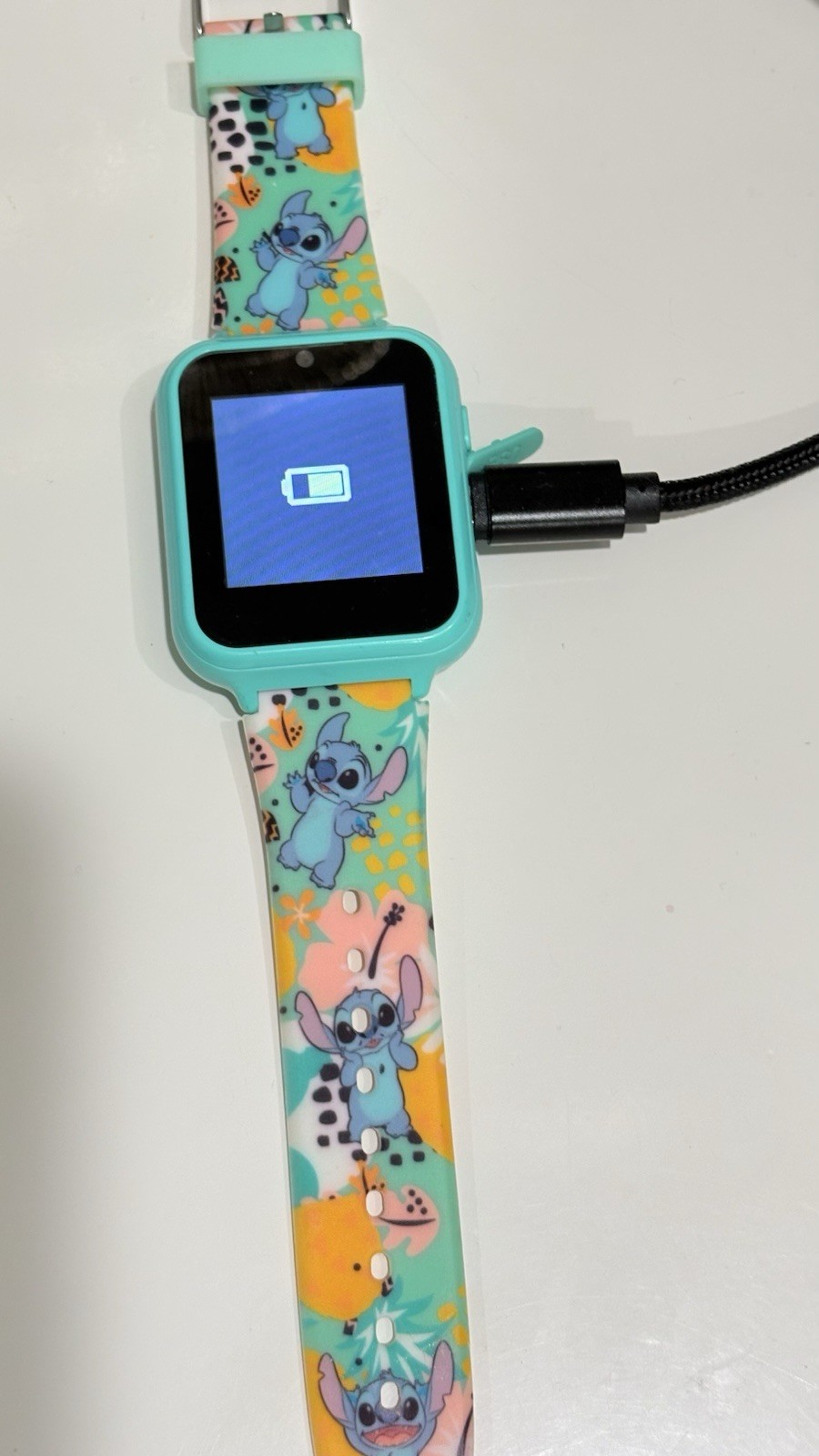 Disney Stitch Kids Smartwatch Touchscreen, 40mm Blue, Silicone Band Needs USB
