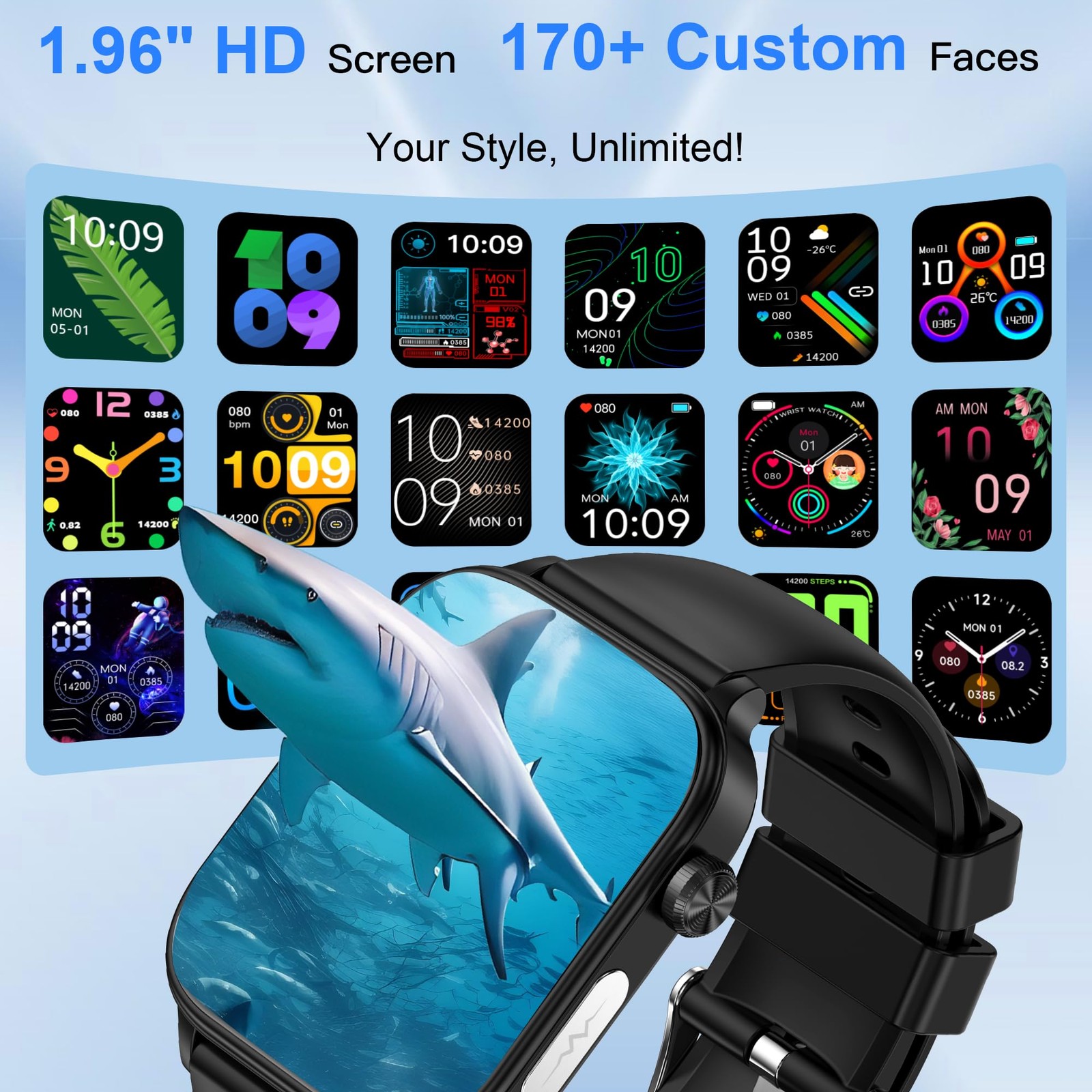 for Men Women (Answer/Make Calls), 1.96″ HD Screen Fitness Watch with /Heart …