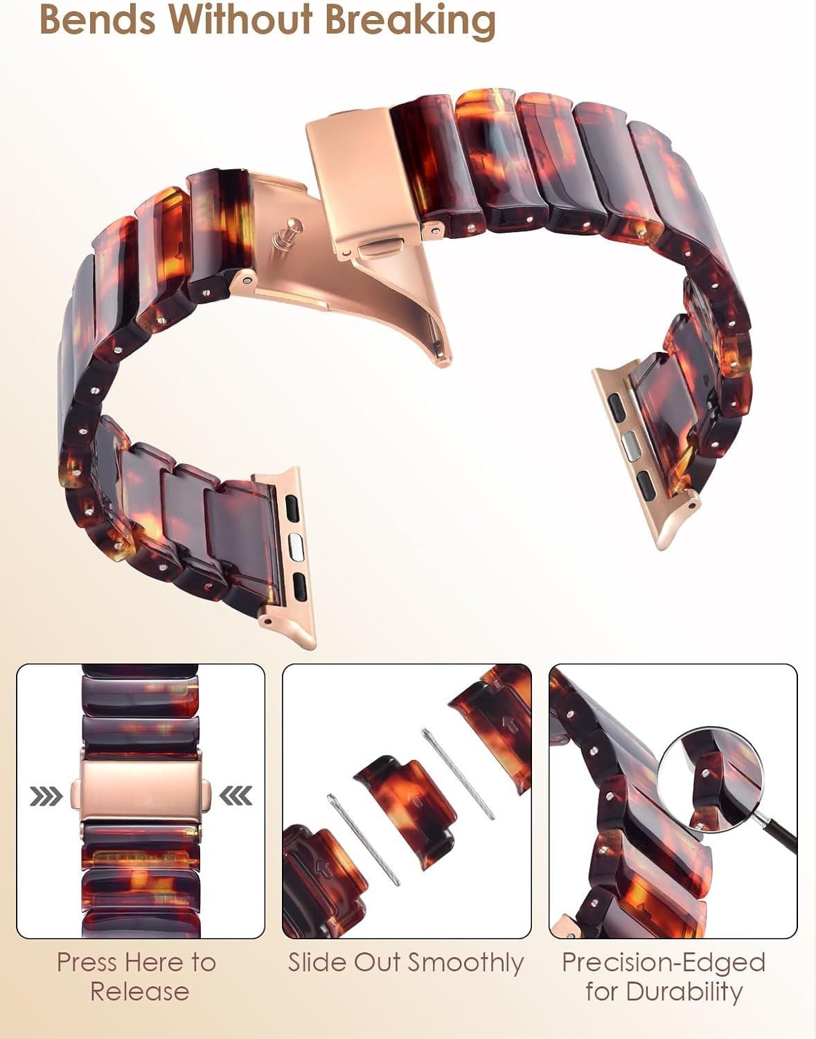 Lightweight Resin Strap Compatible with Apple Watch Series 7 46mm 45mm