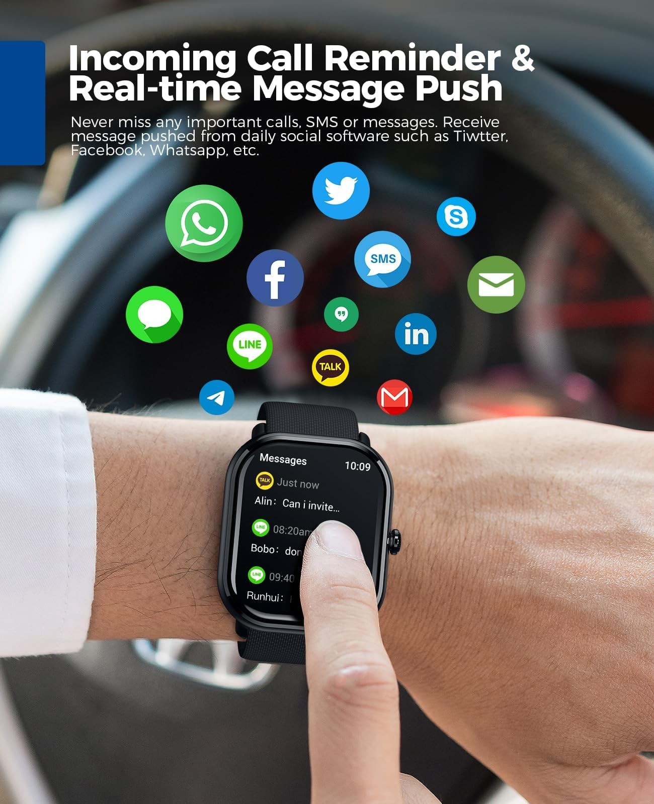 Smartwatch(Answer/Make Call), AMOLED Smart Watches for 1.96 inches, Black