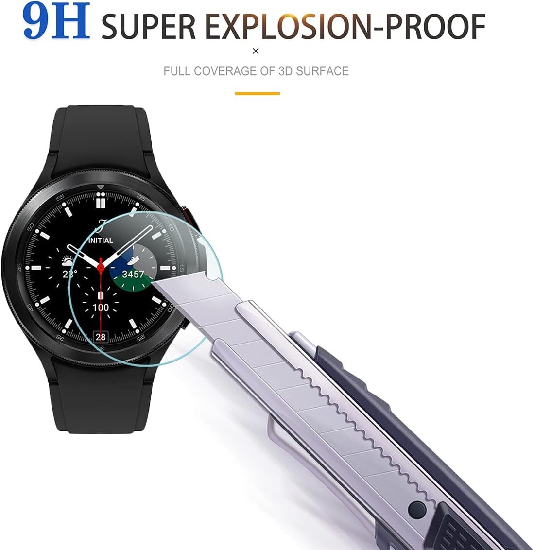 Tempered Glass Screen Protector 4-Pack for Samsung Galaxy Watch 4 Classic 46mm