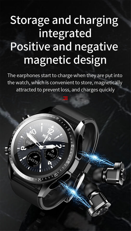 2 In 1 Smart Watch with Earbuds Men Smartwatch Wireless Headset For Android iOS