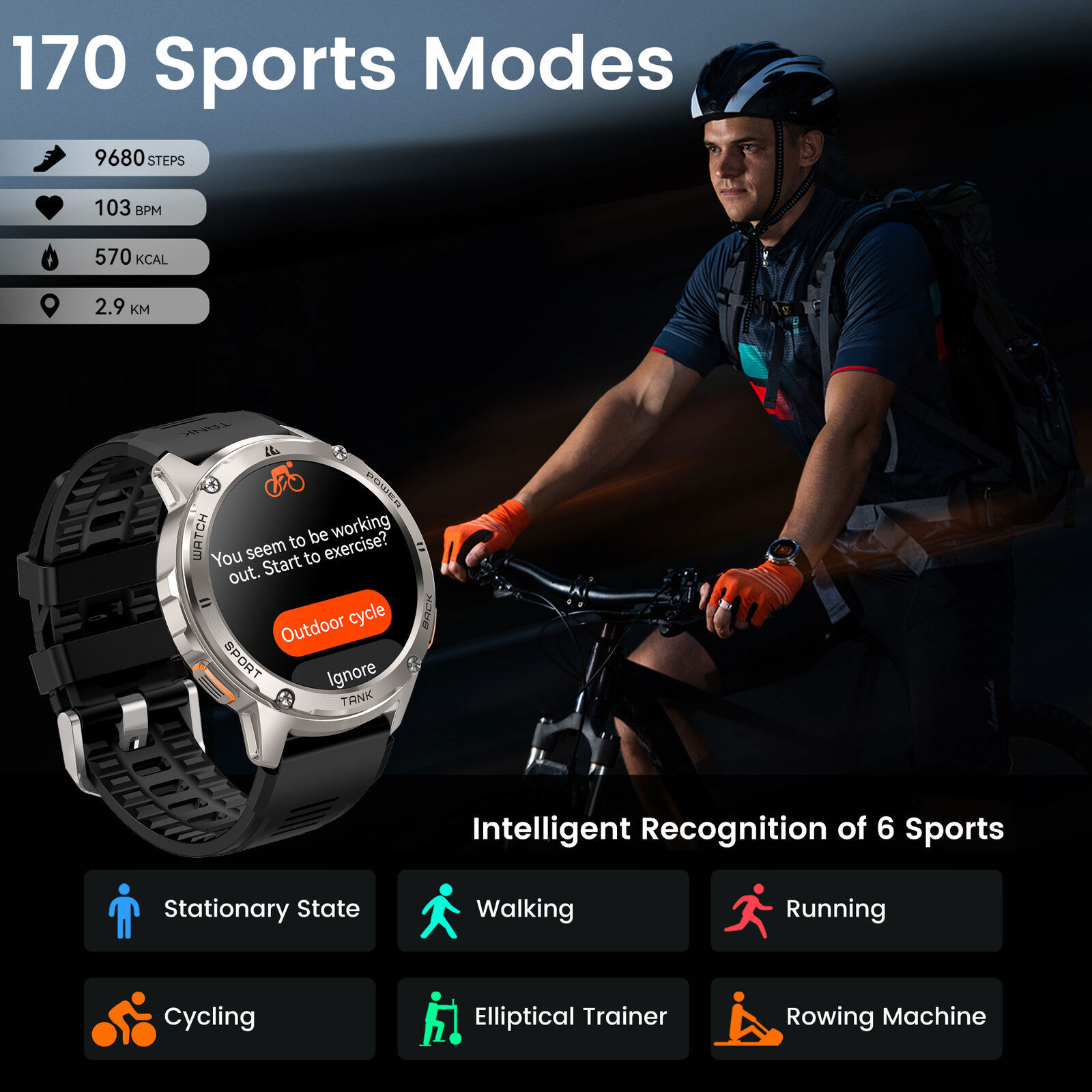 2024 KOSPET TANK T2 Ultra Smart Watches Men Watch 50M Waterproof AOD Bluetooth