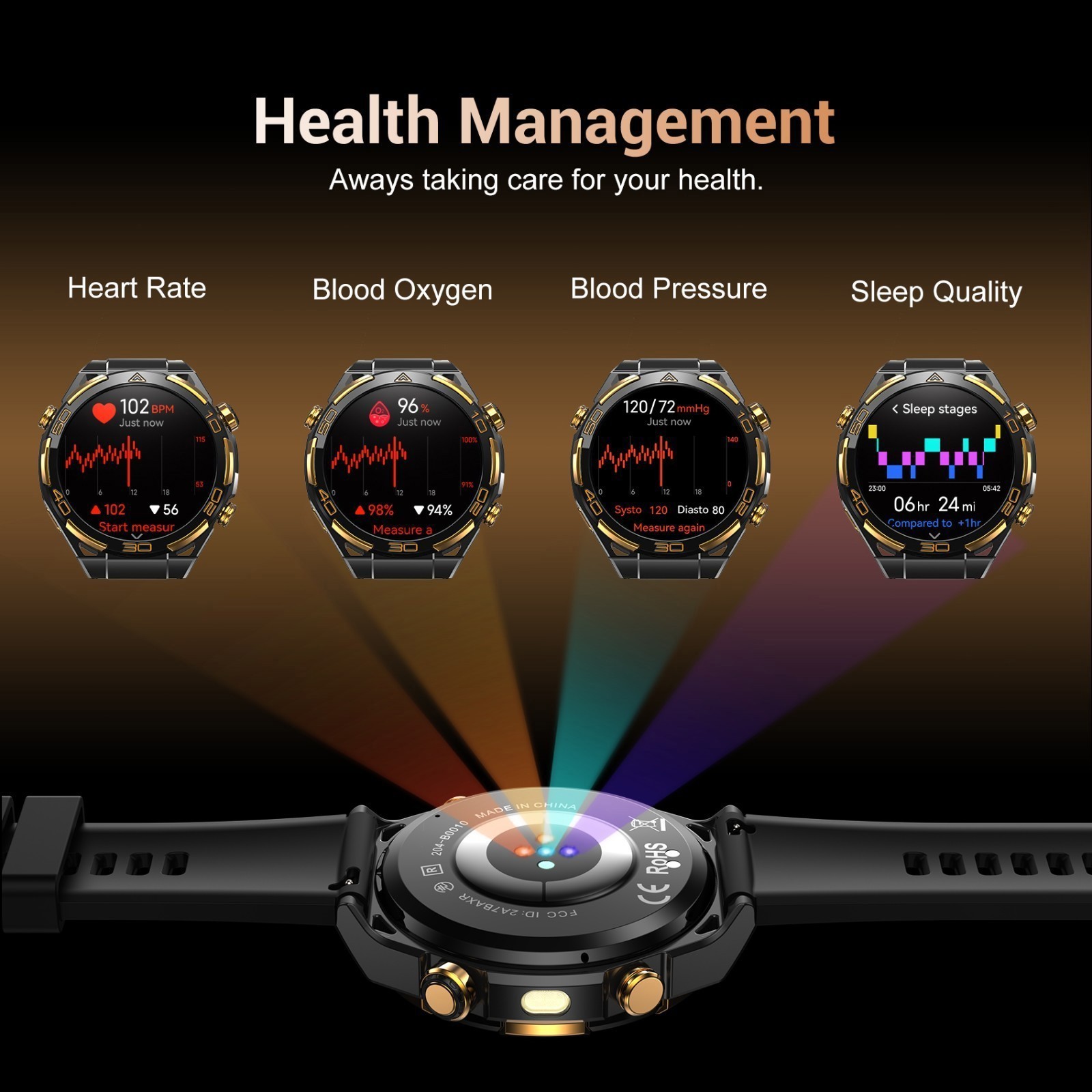 Smart Watch Tactical Fitness Tracker Built-in GPS AMOLED 5ATM Waterproof 900mAh