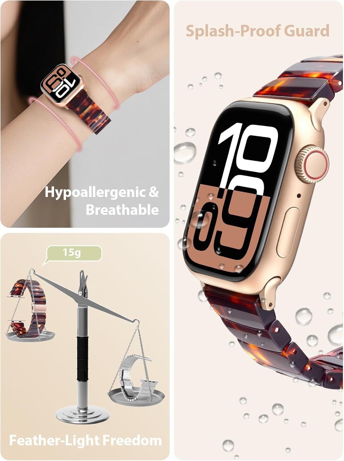 Lightweight Resin Strap Compatible with Apple Watch Series 7 46mm 45mm