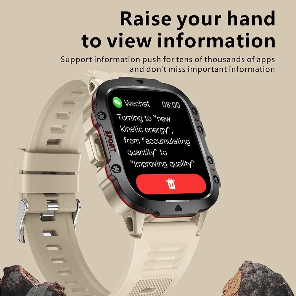 2026 New Men 2.01″ Military Smartwatch Outdoor AI Voice Call Bluetooth GPS Gift