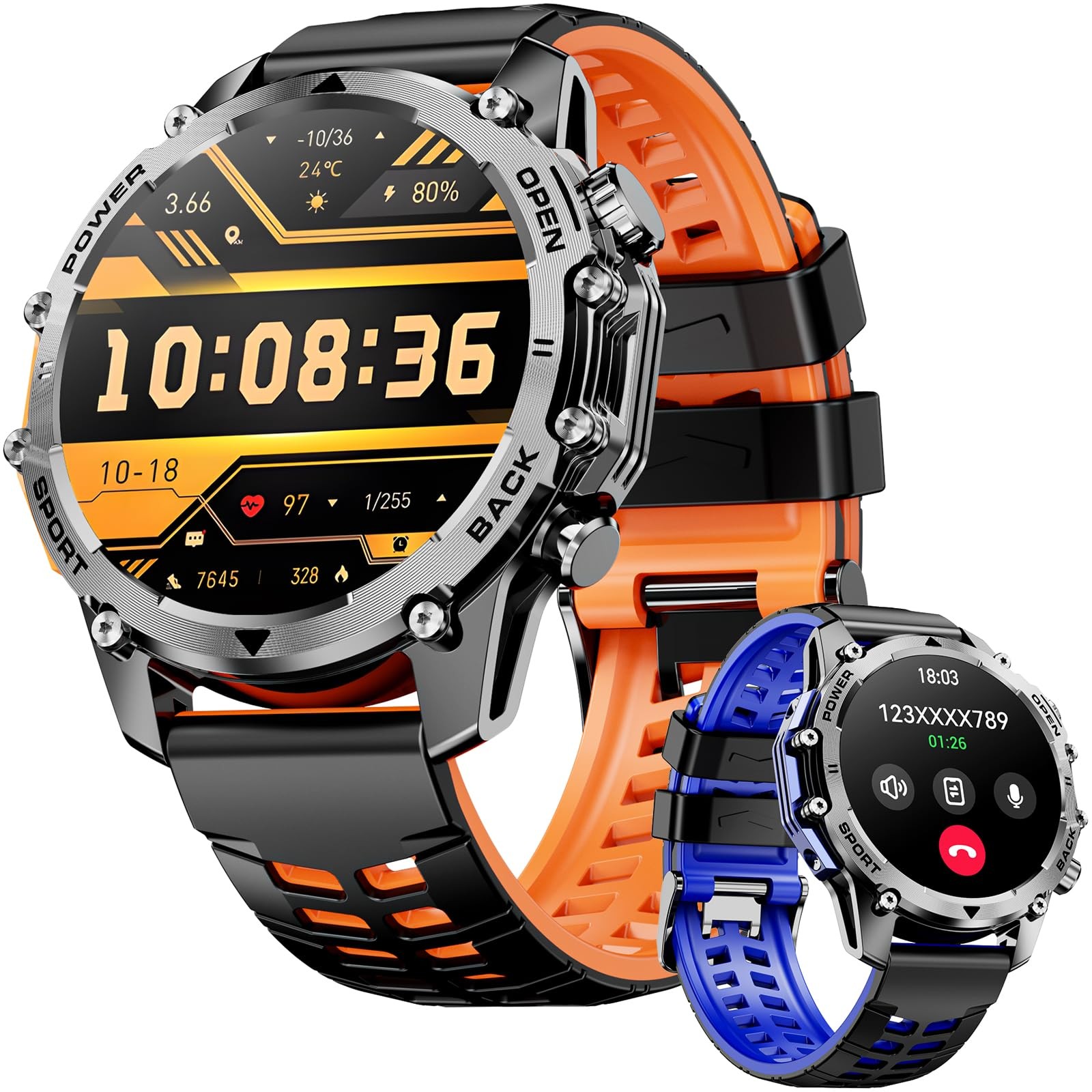 Smart Watches for Men (Call/Notification),1.52” Military Smart Watch, Two St…