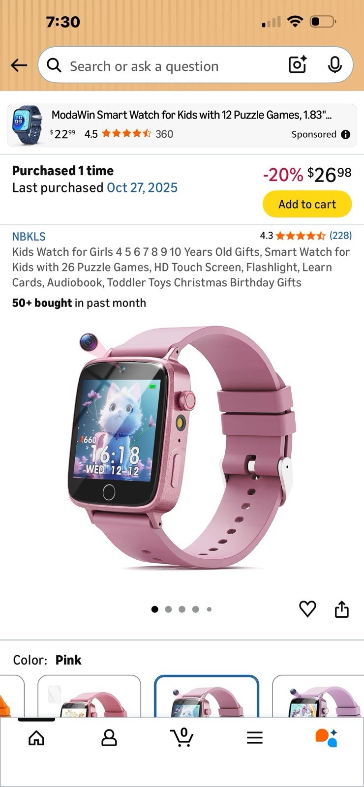 Brand New, Girls Toy Smart Watch For Kids – New