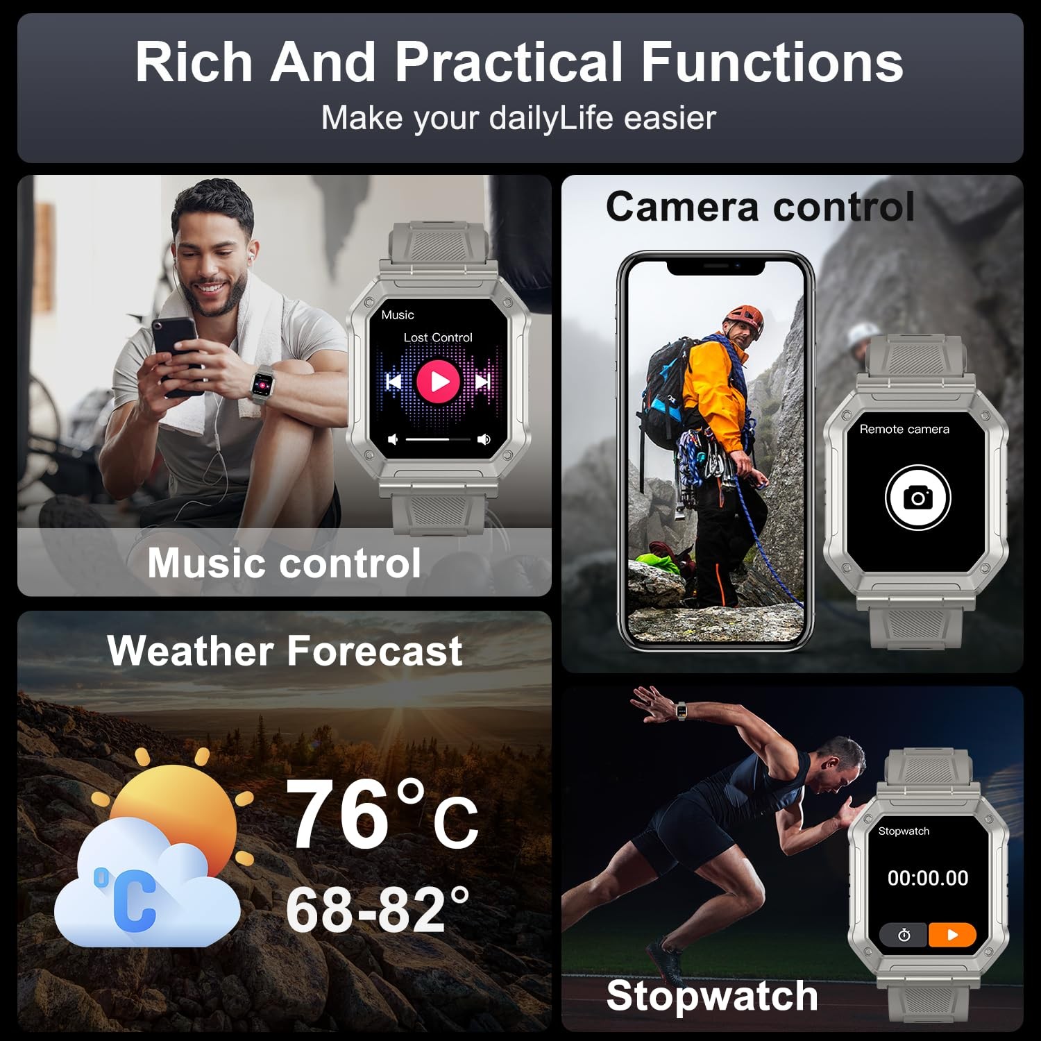 Kimeag Smart Watch Men Fitness Tracker Military Smart Watches Men Digital Mens