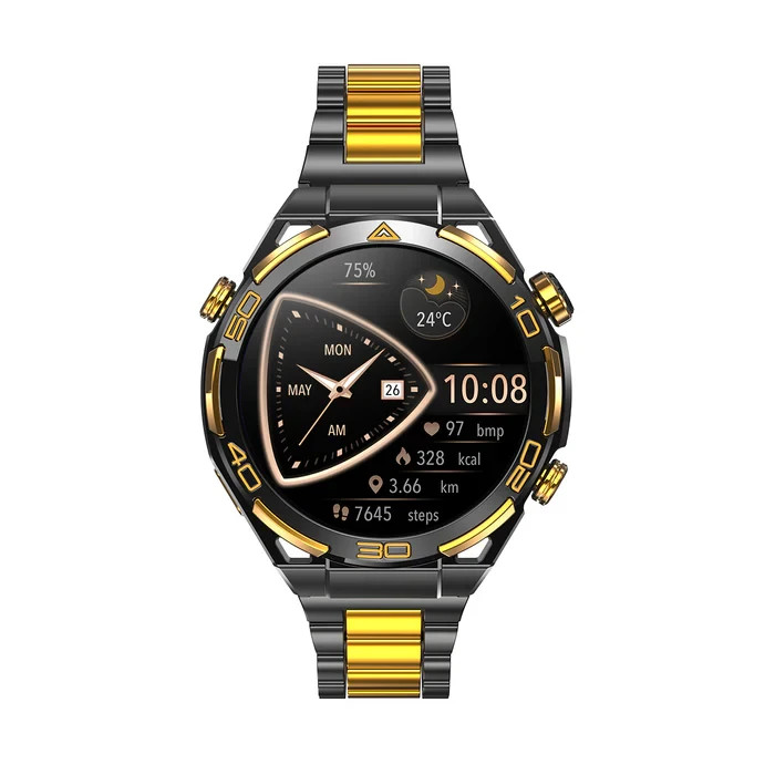 Smart Watch Mens 1.43″ AMOLED Built-in GPS Flashlight Compass, Bluetooth Calls