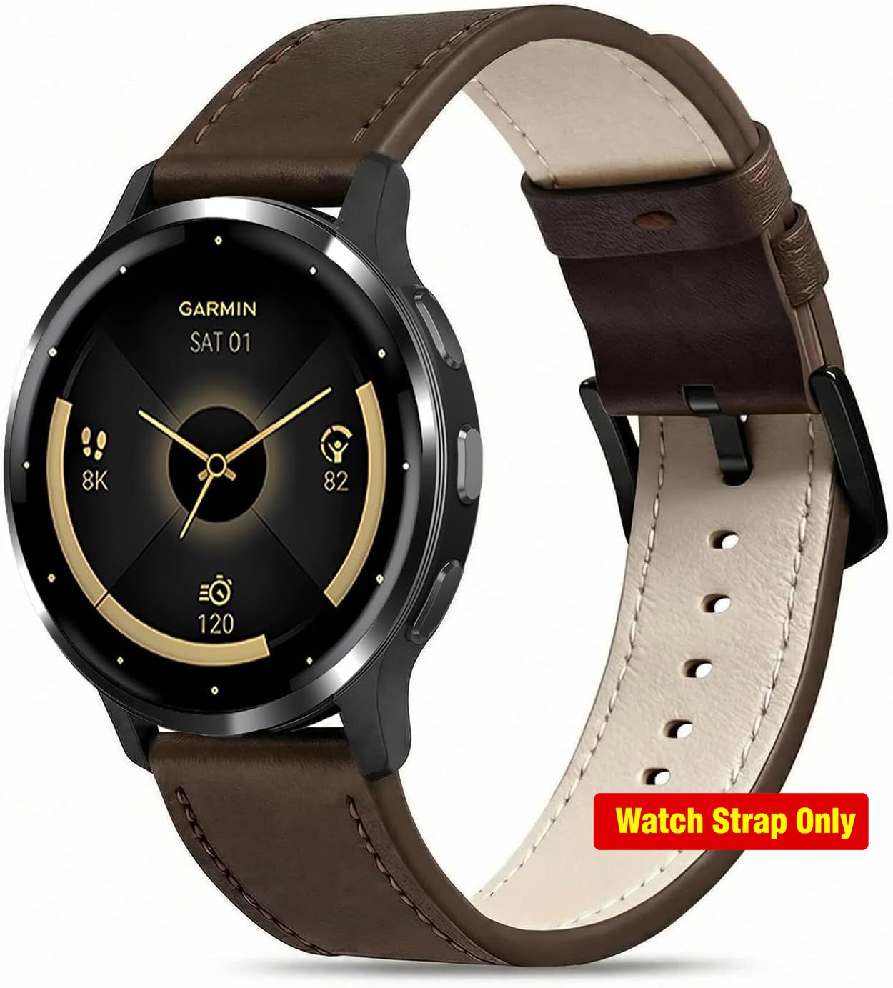 18mm Genuine Leather Strap Compatible with Garmin Venu 3S 41mm Quick Release