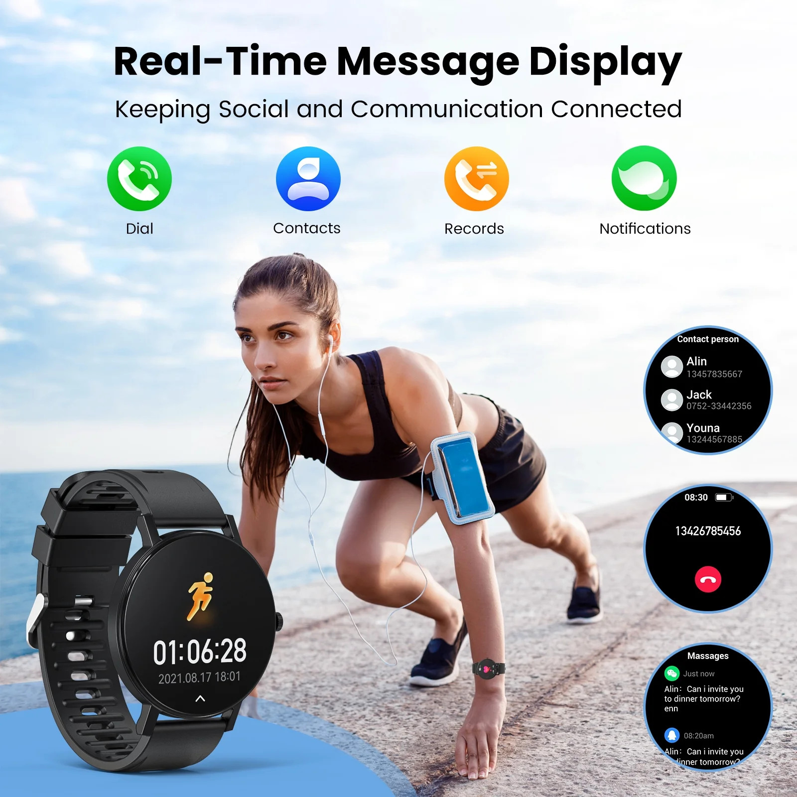 Smart Watch TouchScreen Smartwatch IP68 Waterproof Bluetooth 5.3 Fitness Tracker
