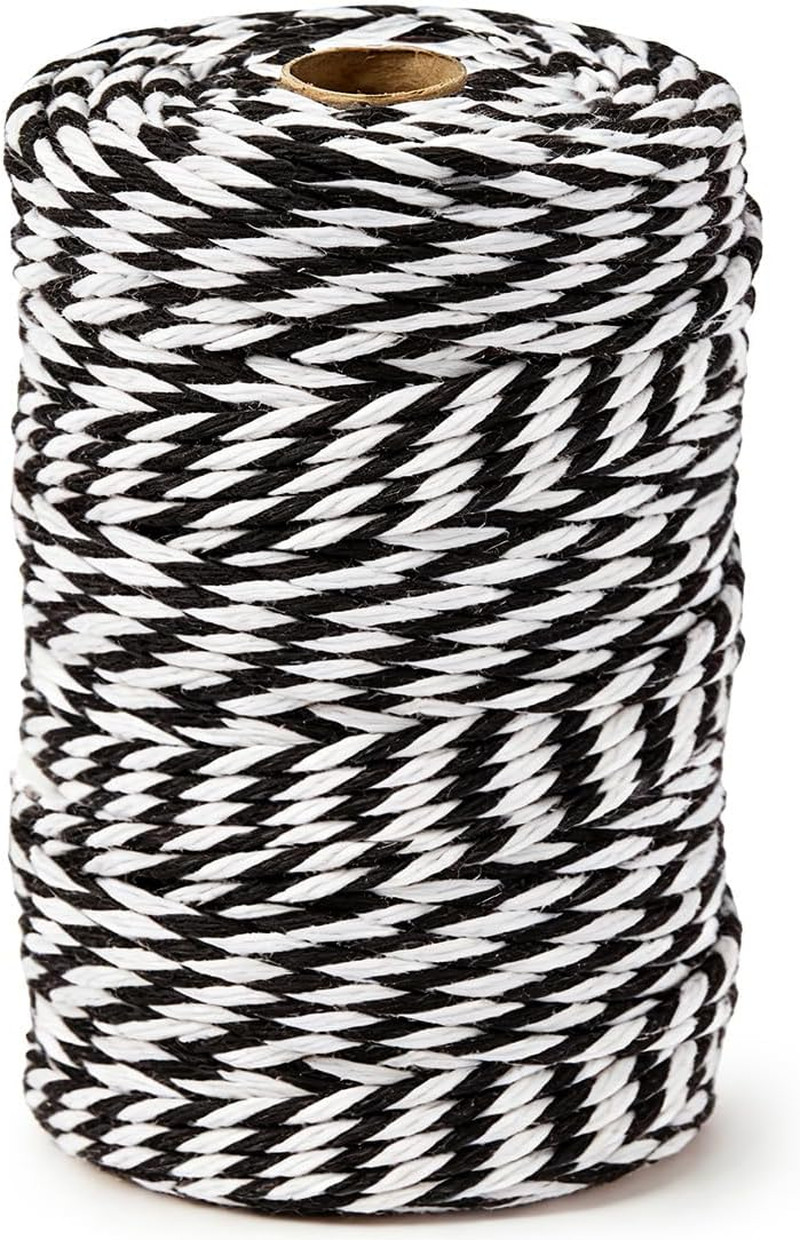 Black & White Cotton Twine 700ft – Bakers String for Crafts, Cooking, Gifts