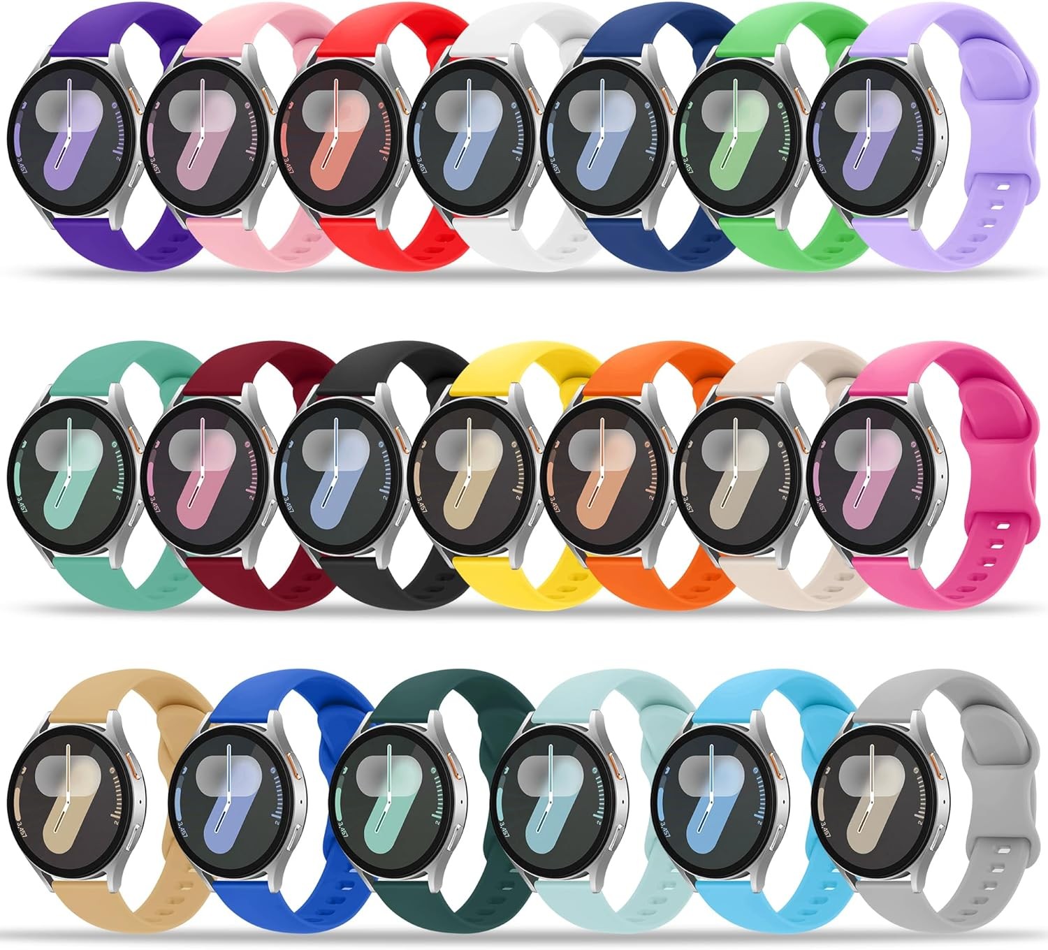 20 Pack Soft Silicone Strap Compatible with Samsung Galaxy Watch 7 40mm 44mm