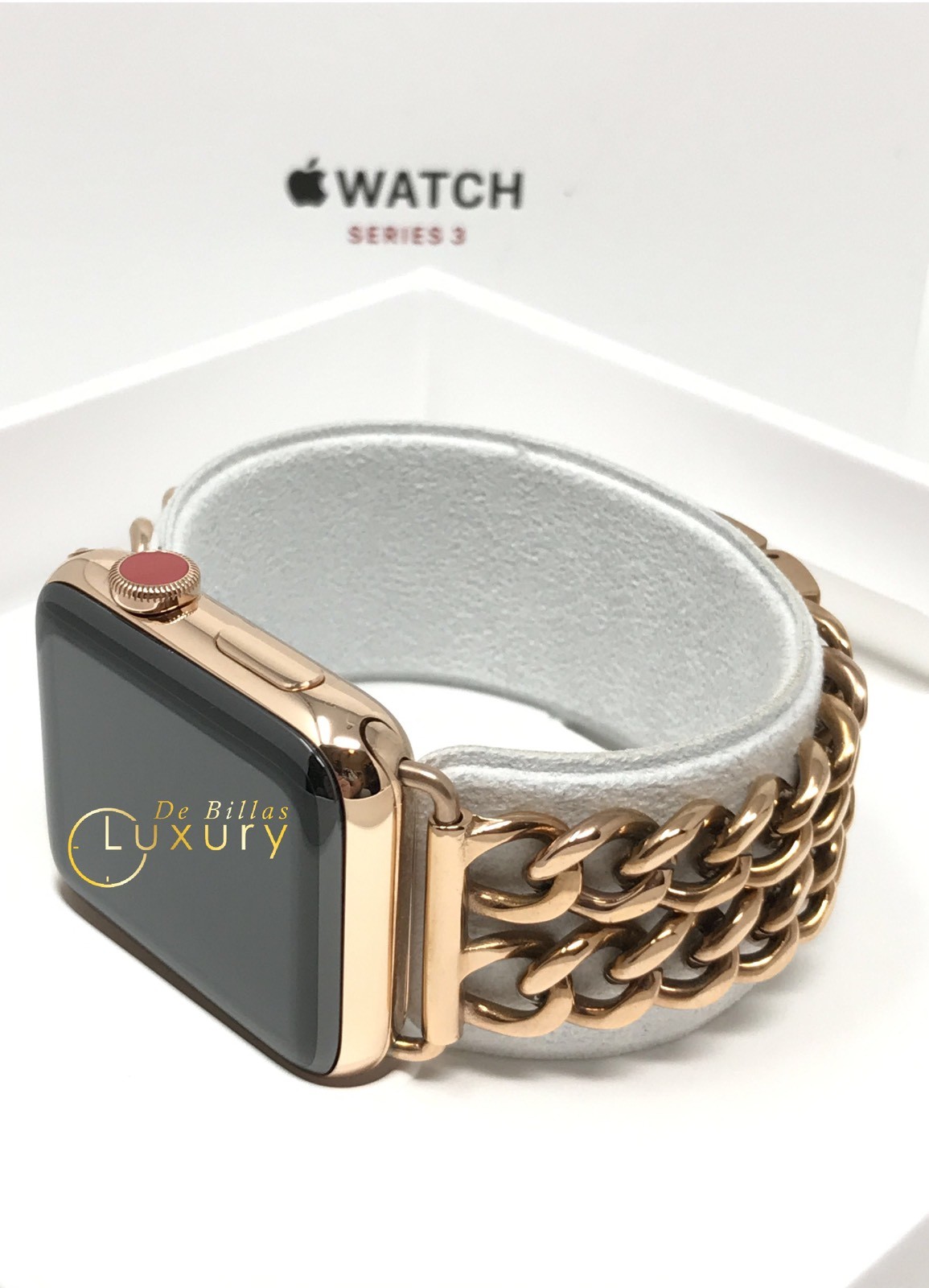 24K Rose Gold Plated 42MM Apple Watch SERIES 3 Rose Gold Links GPS+CELLULAR