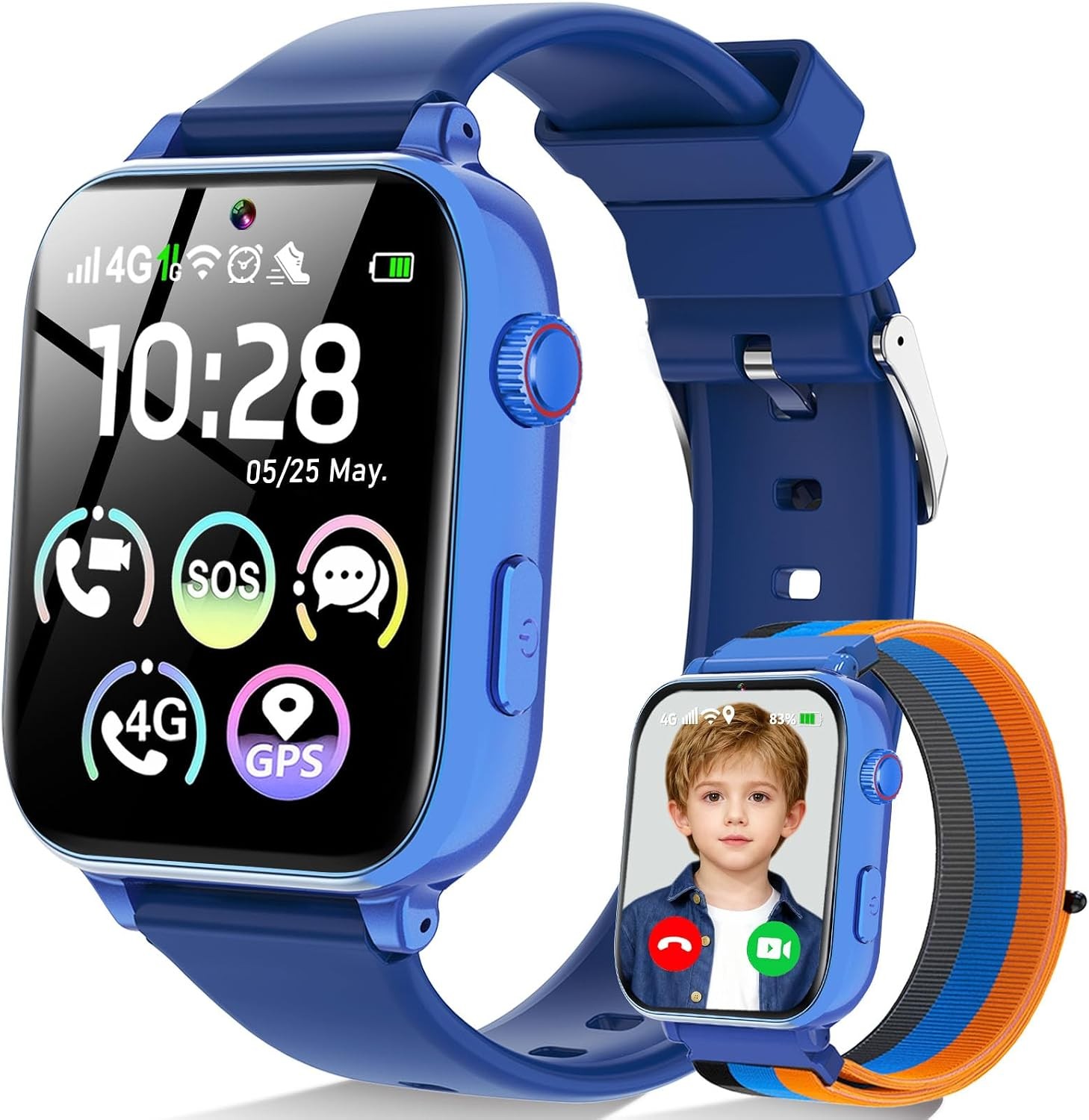 4G Kids Smart Watch for Boys Girls with GPS Tracker, SOS, Two Way Call Video