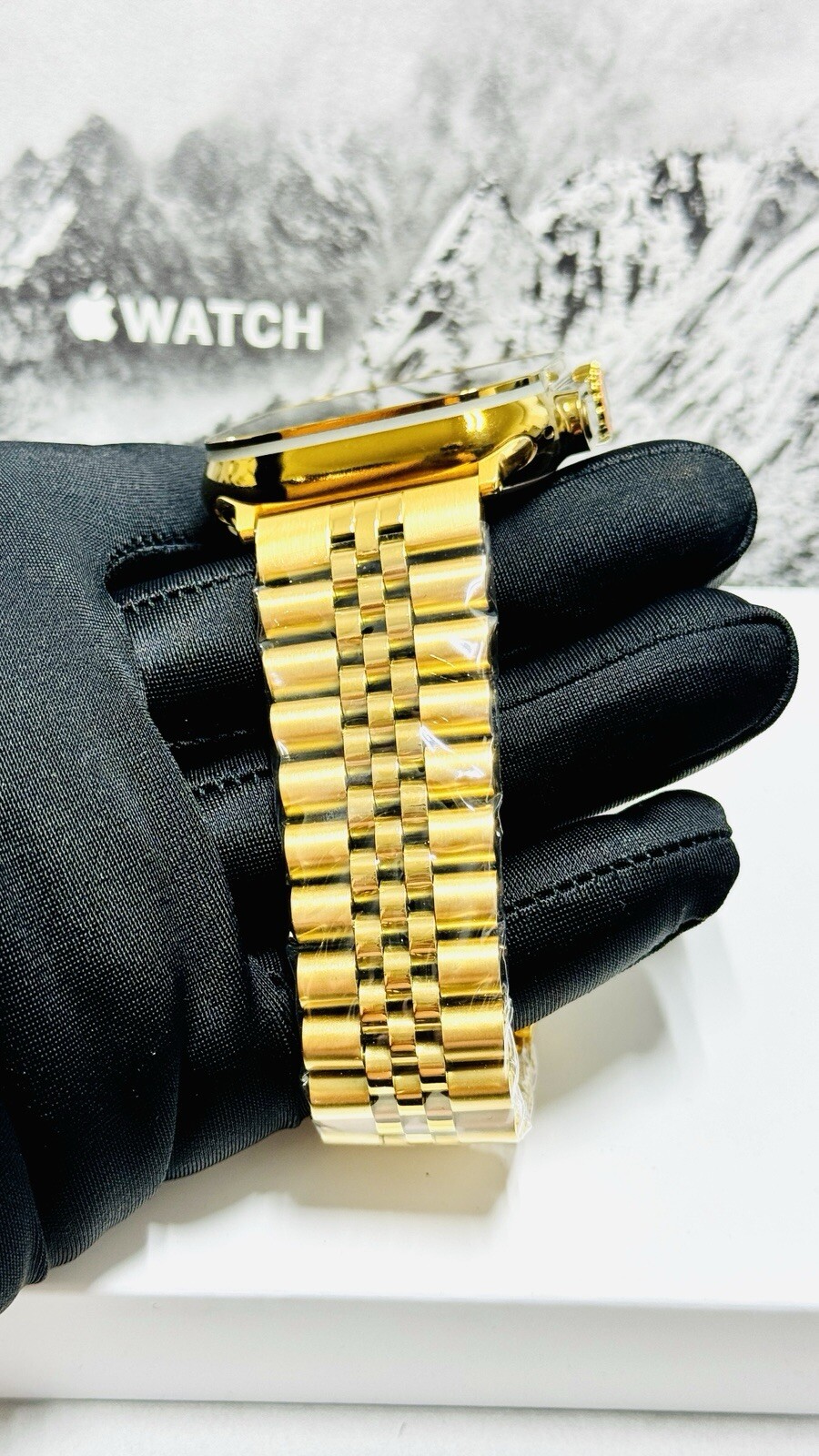 24k Gold Plated Apple Watch ULTRA 2 49mm Polished CUSTOM 2 Bands Black And Gold