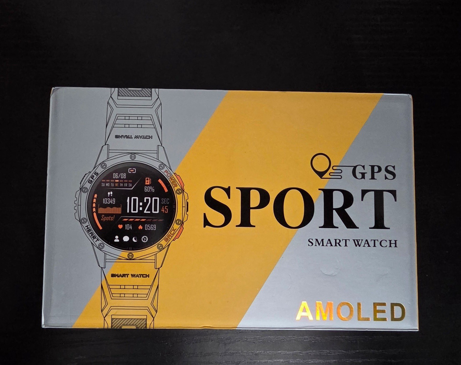 SPORT GPS AMOLED Smartwatch – Flash Light – Heart Rate – Touch Screen