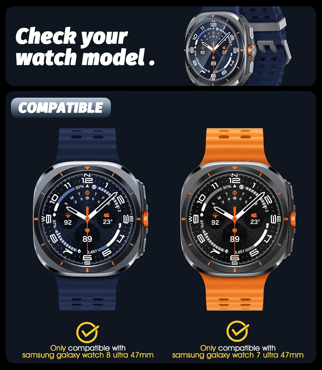3 Pack Tempered Glass Screen Protector for Samsung Galaxy Watch 8 Ultra 47mm