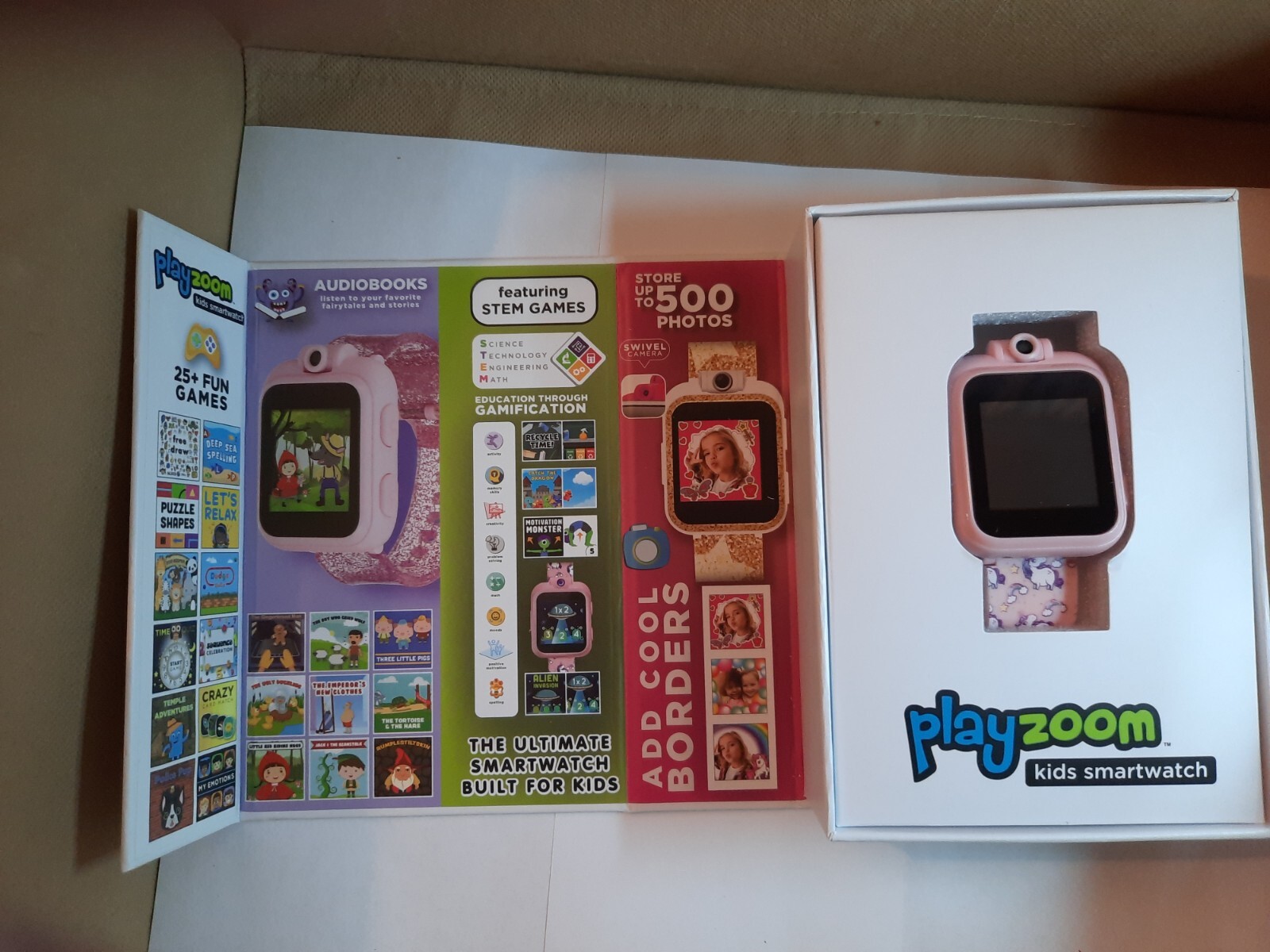 PLAYZOOM Kid’s 2 Pink Unicorn Print Tpu Strap Smart Watch 41mm