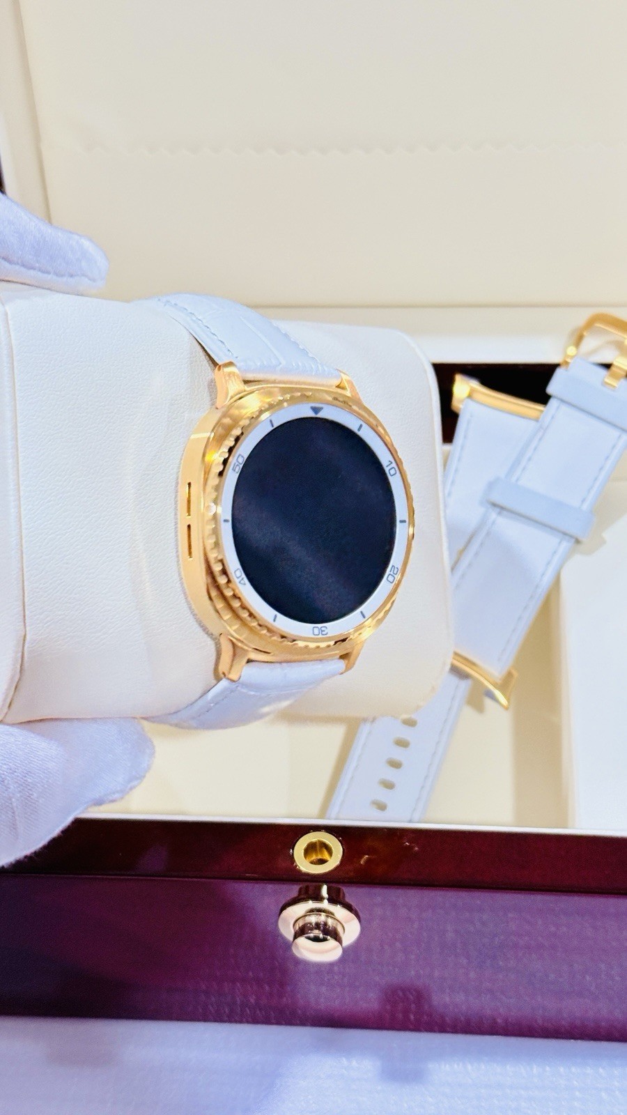 Custom 24k Gold 46mm Samsung Galaxy Watch8 Classic White | LTE Bluetooth GPS