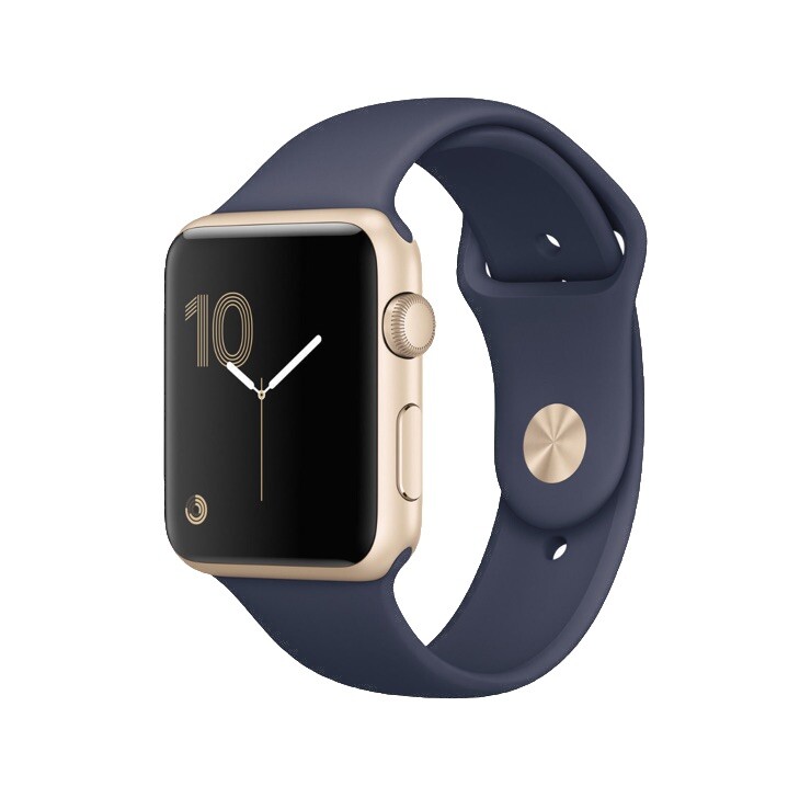 Apple Watch Series 2 38mm Gold Aluminum Case Midnight Blue Sport Band -…