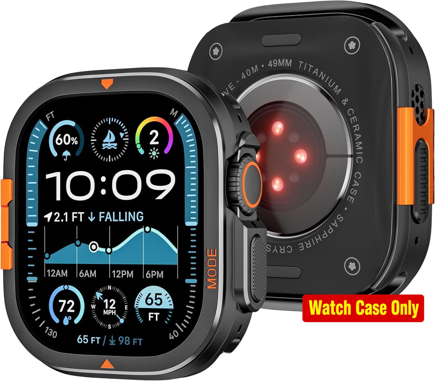 Rugged Metal Case for Apple Watch Ultra 49mm 2 in 1 Protective Bumper Cover