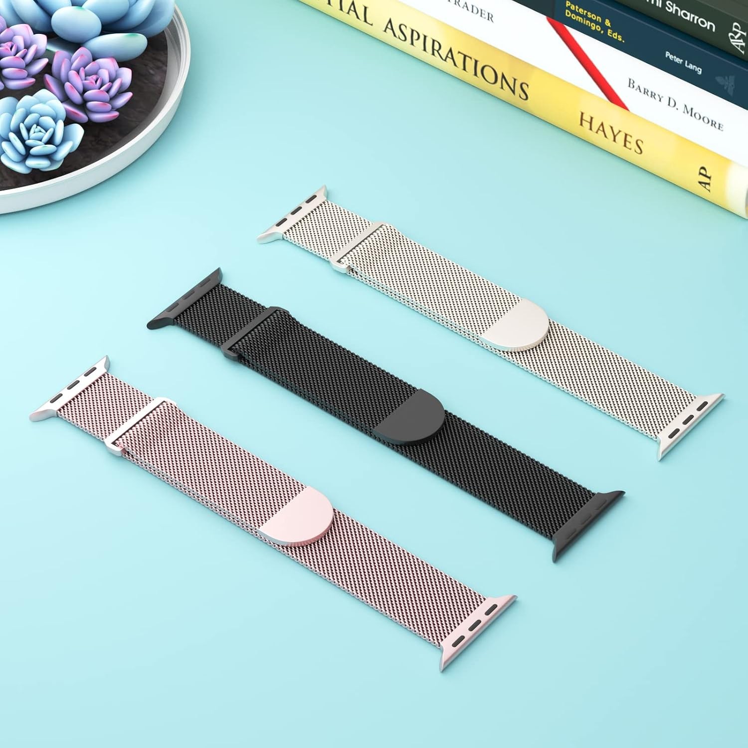 Stainless Steel 3-Pack Bands for Apple Watch 38mm 40mm 41mm – Metal Mesh Straps