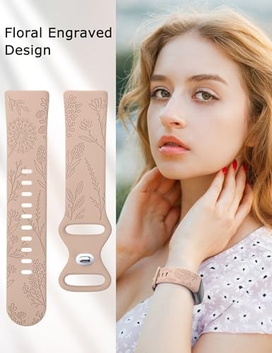 3 Pack Floral Silicone Strap Compatible with Fitbit Charge 6/5 Women Sport Bands